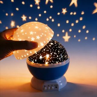 Estrela lua led luz noturna girando presente de projeção de céu estrelado
