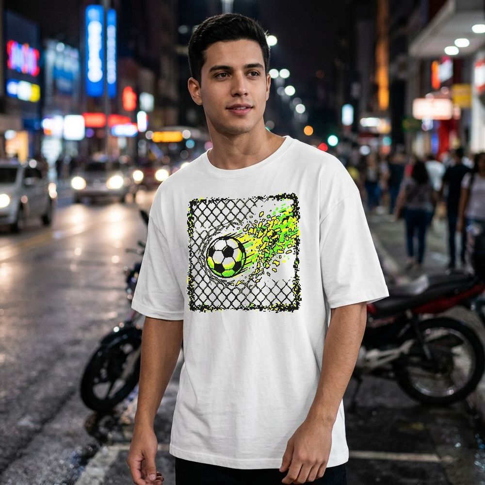 Camiseta Futebol Gol na Rede|Casual Masculina Algodão Gola Careca Esportes Lazer Macio