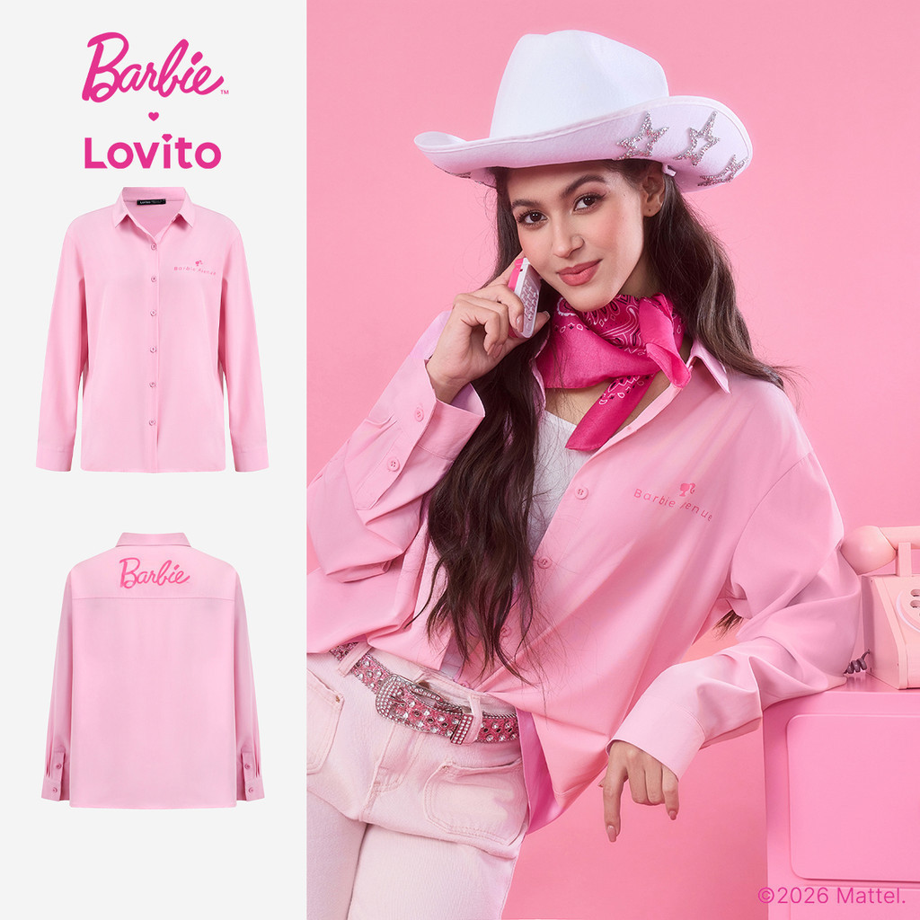 Barbie™ X Lovito Blusa Casual Primavera/verão Blusa Rosa para mulheres LB1AD021