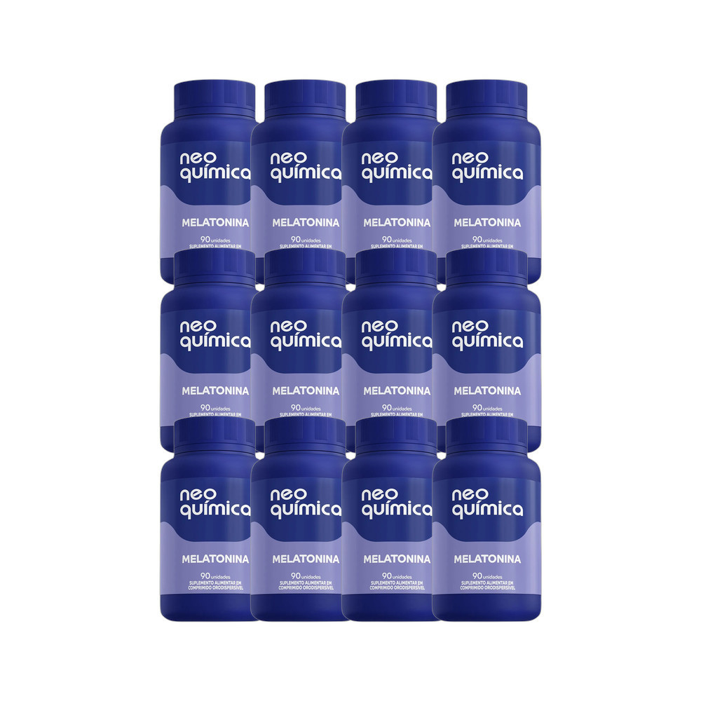 Kit 12 Melatonina Neo Química Sabor Maracujá 90 Comprimidos Cada Total 1080 Comprimidos