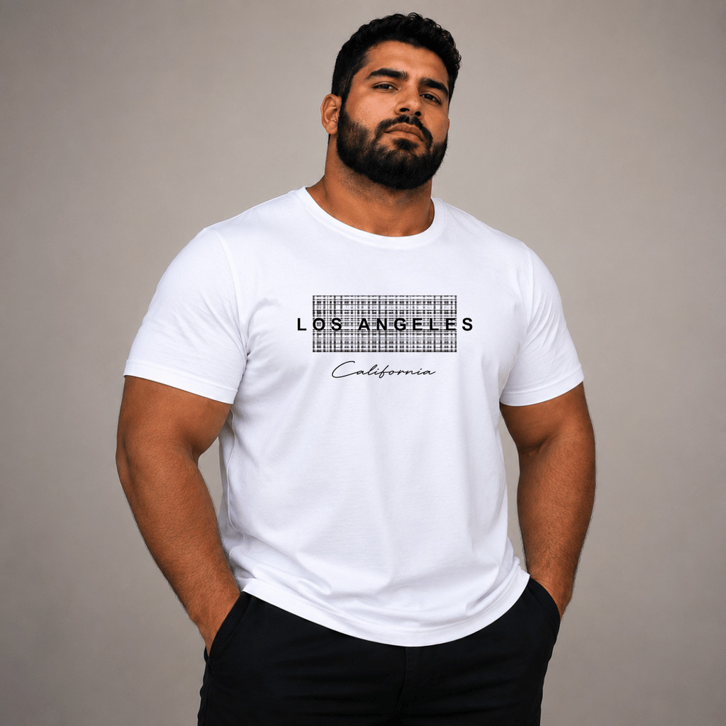 Camiseta Plus Size Masculino Estampado Los angeles California Blusa Academia Treino 100% Algodão