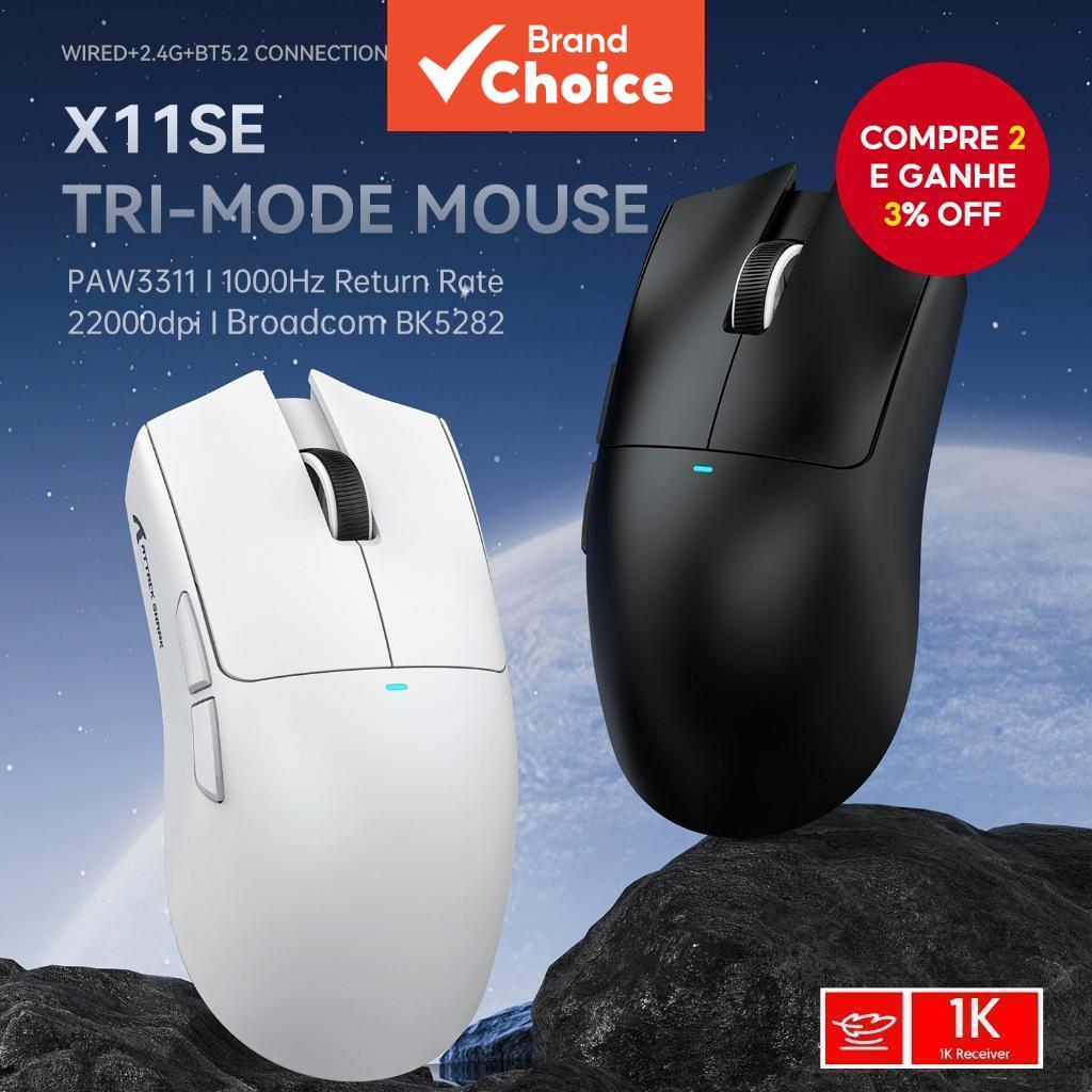 Mouse Gamer Sem Fio Tri-Modo SHARK X11SE, Leve 22000DPI, Bateria 65H, Design Ergonômico para Jogos de Precisão