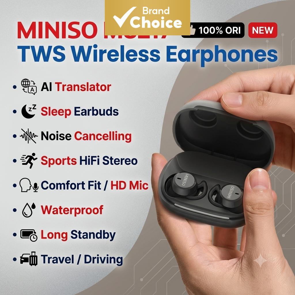 MINISO MS217 Fones De Ouvido AI Tradutor Sleep Earbuds TWS Com Cancelamento De Ruído Esportes HiFi Som Estéreo Conforto