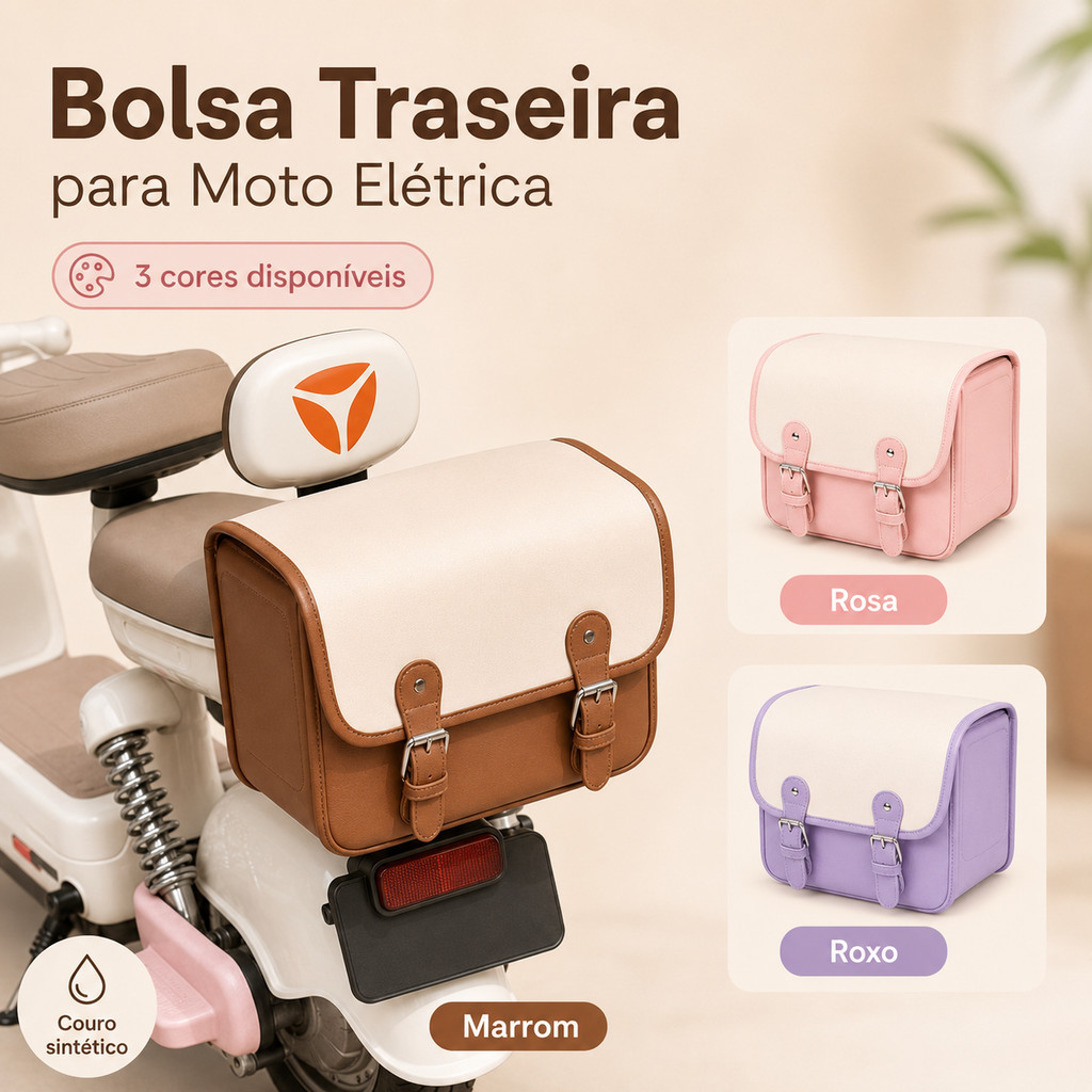 Bolsa De Bagagem Traseira Para Motocicleta Elétrica Scooter À Prova D'água Couro Sintético Ajustável Vintage Universal