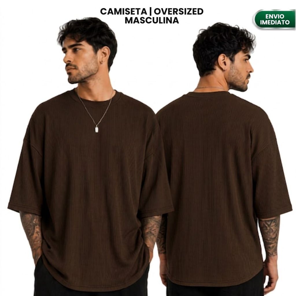 Camiseta Oversized Masculina Canelada Premium Ribana Streetwear Básica Casual Moda Rua Verão