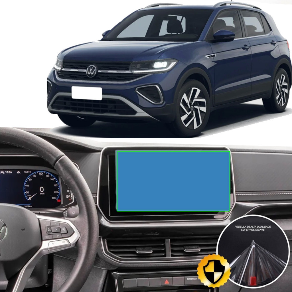 Kit Pelicula Protetora de Multimidia Para volkswagen T-cross 2024 2025 2026 + Kit Instalação