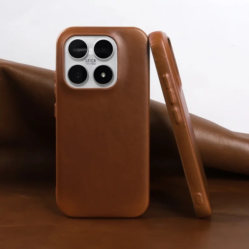 yyyPremium Capa Traseira De Couro Genuíno Para Xiaomi 17 17Ultra 15 15T Pro 14Ul
