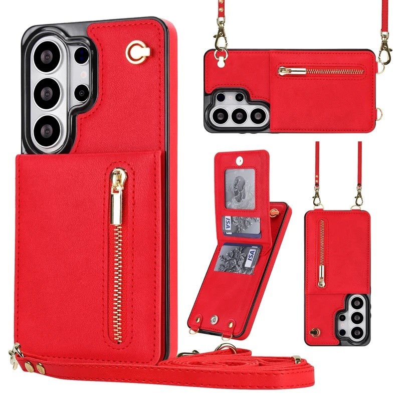 yyyZipper Carteira CrossBody Cordão Caso De Telefone Para Samsung Galaxy S26 Ult
