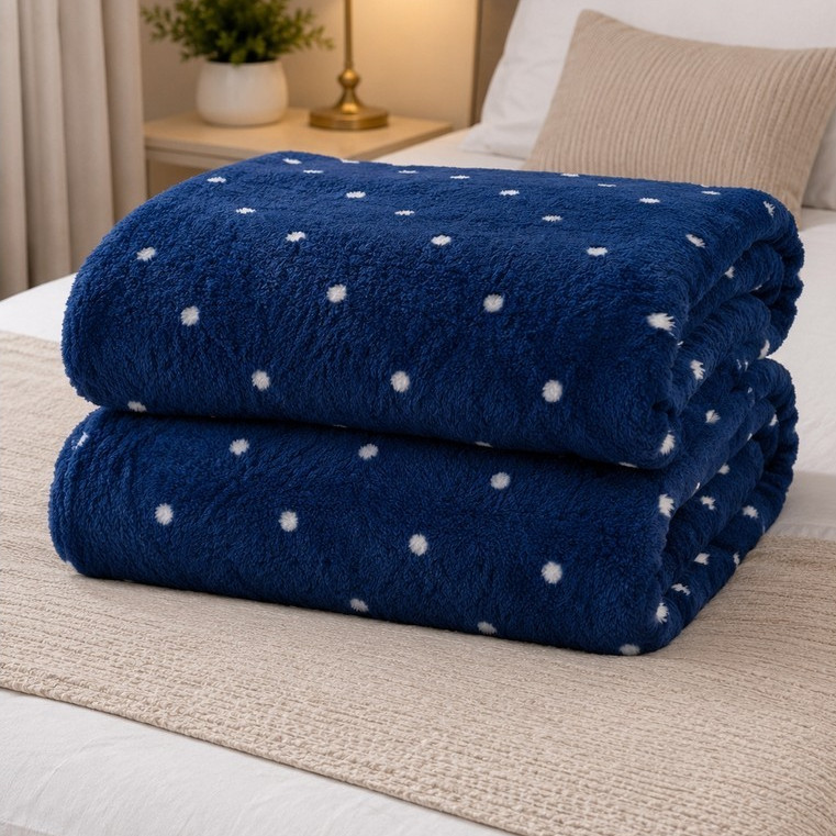 Manta Cobertor Casal 2mX1,80m Mantinha Inverno Microfibra Plush Antialérgico Quentinho Estampada Poá