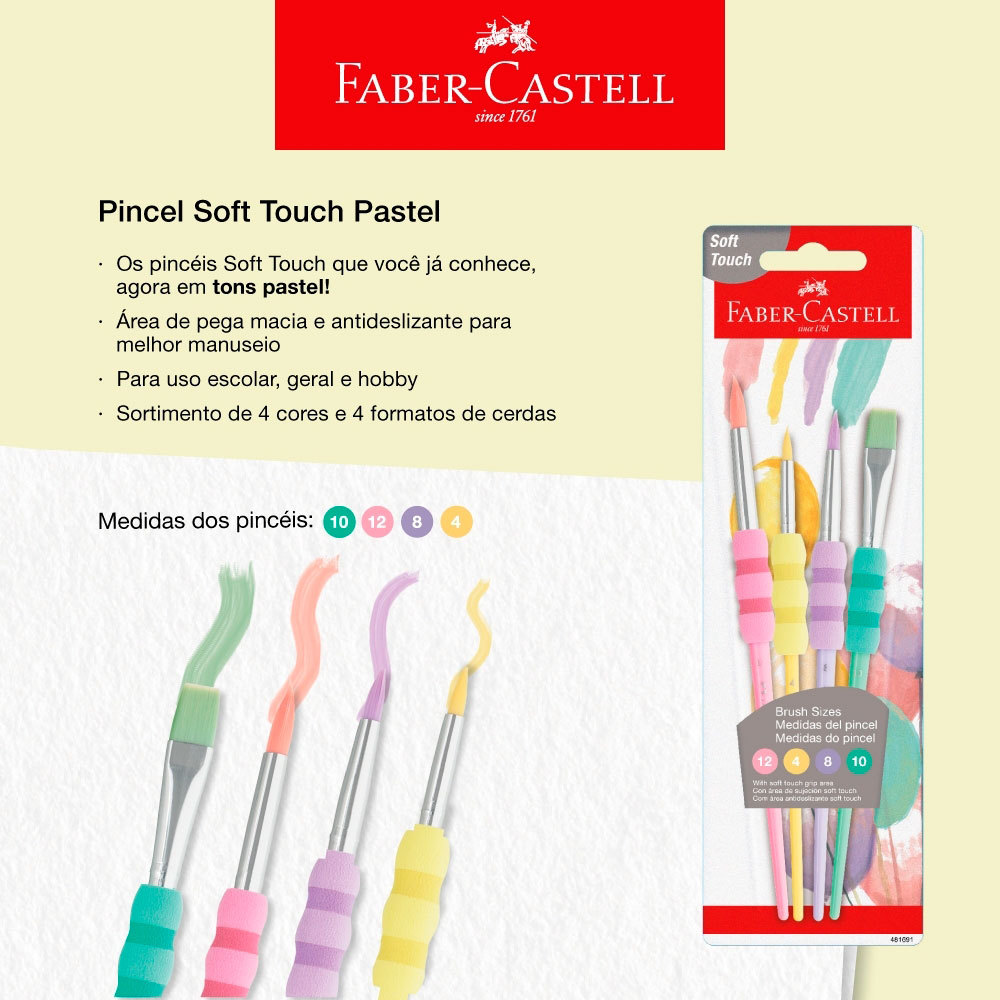 Pincel para pintura Soft Touch Pastel 481691 com 4 unidades Faber-Castell · foto 2