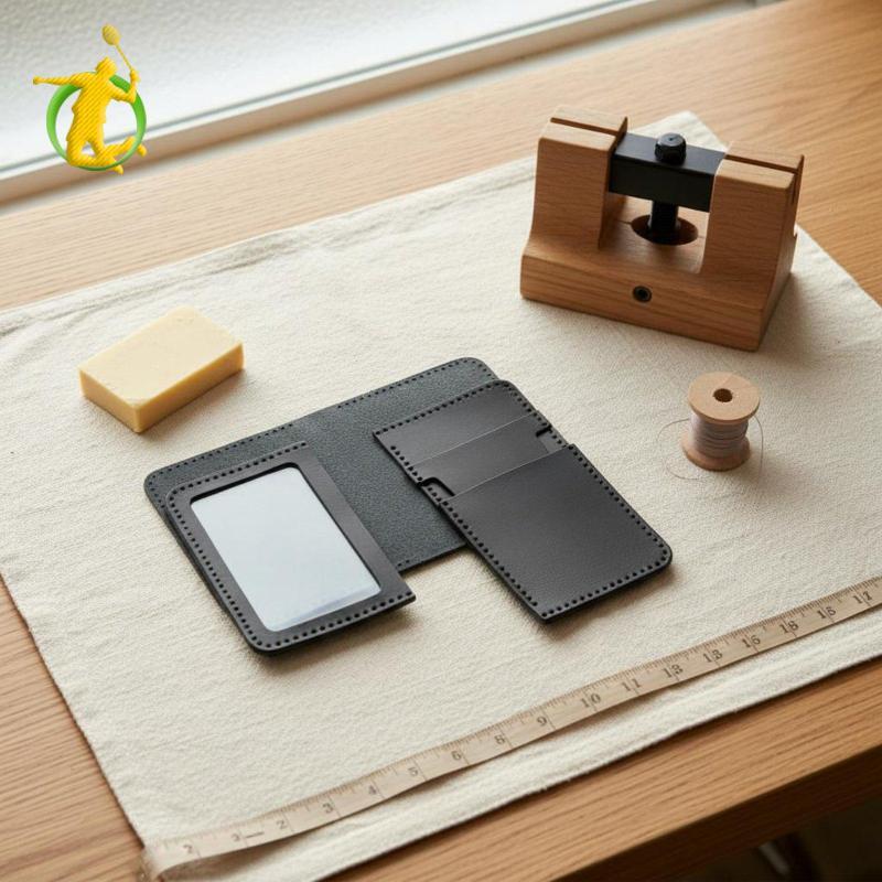[Asiyy] Kit Para Fazer Carteira De Couro PU Idéia Presente De DIY Feito À Mão Amarelo Marrom