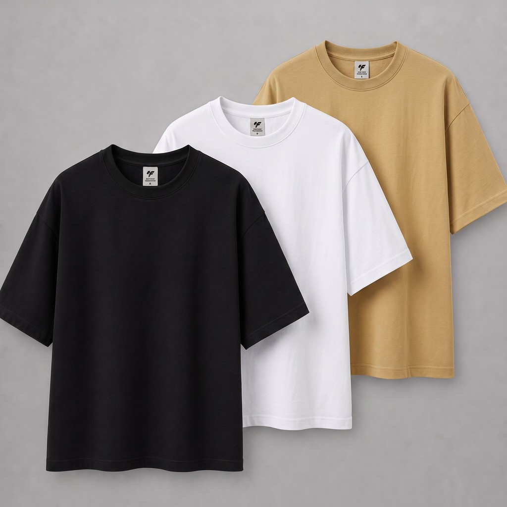 Kit Conjunto 3 Camisetas Lisas Camisa Streetwear Y2K Premium Over Camiseta Oversized Confortavel