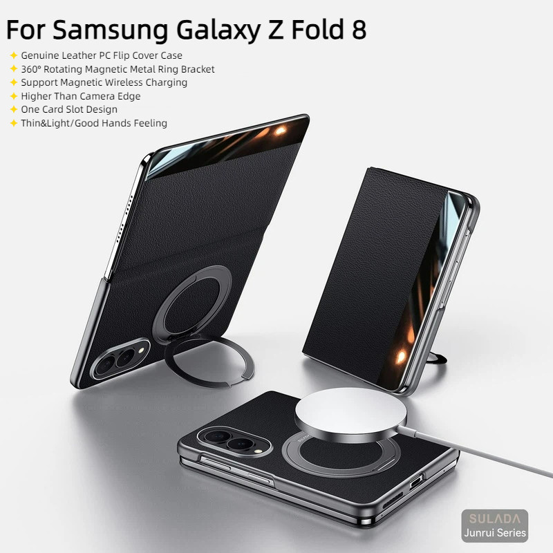 Para Samsung Galaxy Z Fold 8 Fold8 Wide Case Luxo Fino E Leve Couro Real Genuíno
