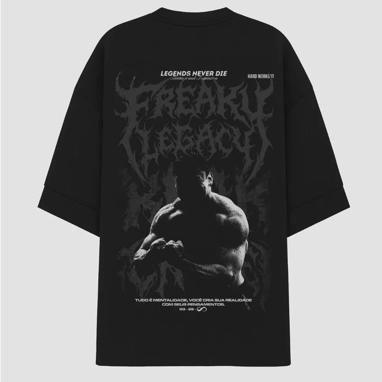 Camiseta Oversized Masculina Academia 100% Algodão Pump Cover Bodybuilder Estampada Streetwear