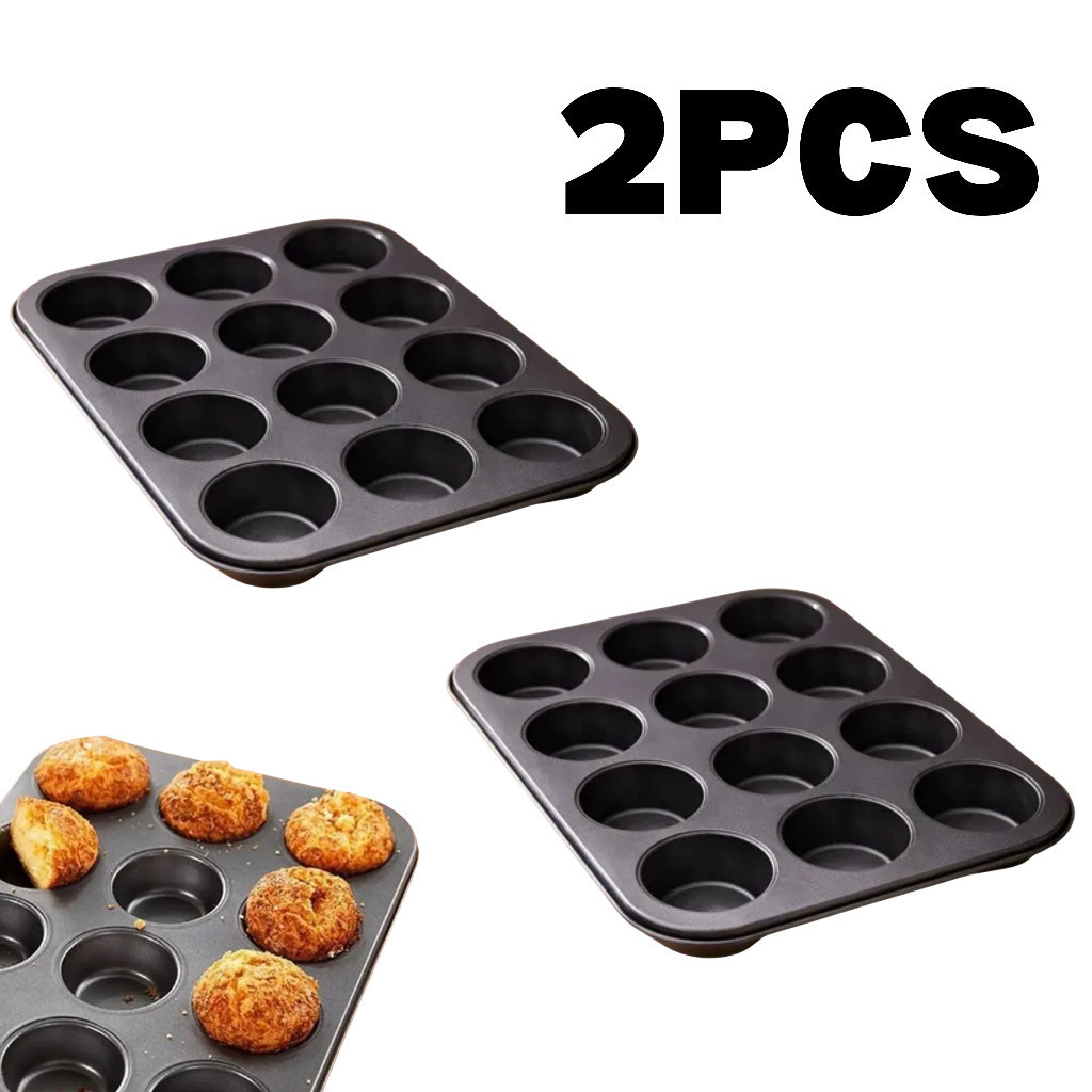 Kit 2 Formas Antiaderentes Teflon 12 Cavidades Para Cupcake Muffin Empadas Pão De Queijo