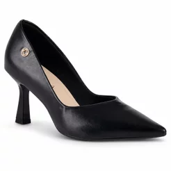Sandália Scarpin Feminino Bebecê Salto Médio Fino Bico Fino Preto