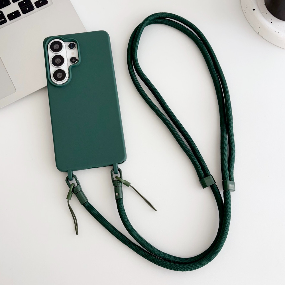 Capa De Telefone Verde Com Cordão Longo Para Samsung Galaxy A18 A08 A57 A37 A27 A17 A07 A56 A55 A54 A53 A52 A36 A35 A34 