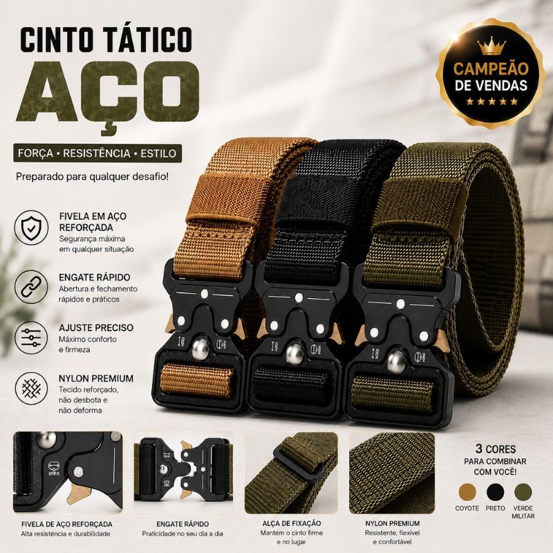 Cinto Tático Masculino Fivela Aço Ajustável Nylon Encaixe Rápido Militar Casual Resistente 125cm