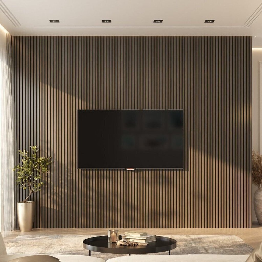 Painel Ripado de PVC 4 Barra de 2,70MX15CM (1,62m²) Bariri Imbuia