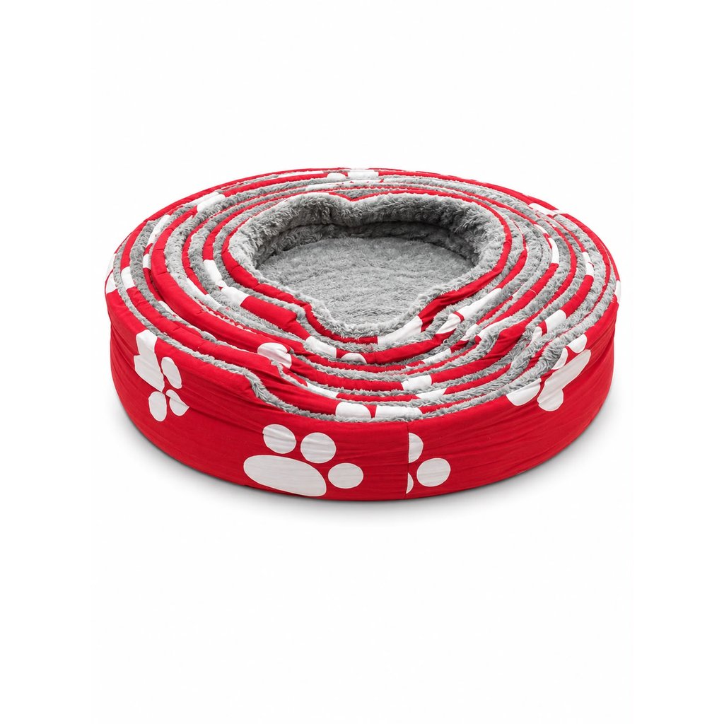 Cama Para Pet Cão Ou Gato Ninho Vermelha Com Ossos