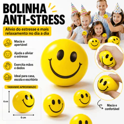 Squishy Bolinha Anti-Stress Emoji Amarela Macia