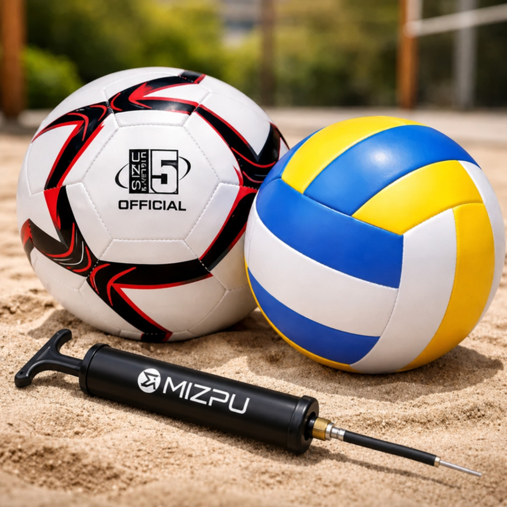 Kit Bola de Futebol + Bomba de Ar Manual Portátil Para Encher Bola Tamanho Oficial Campo Costurada