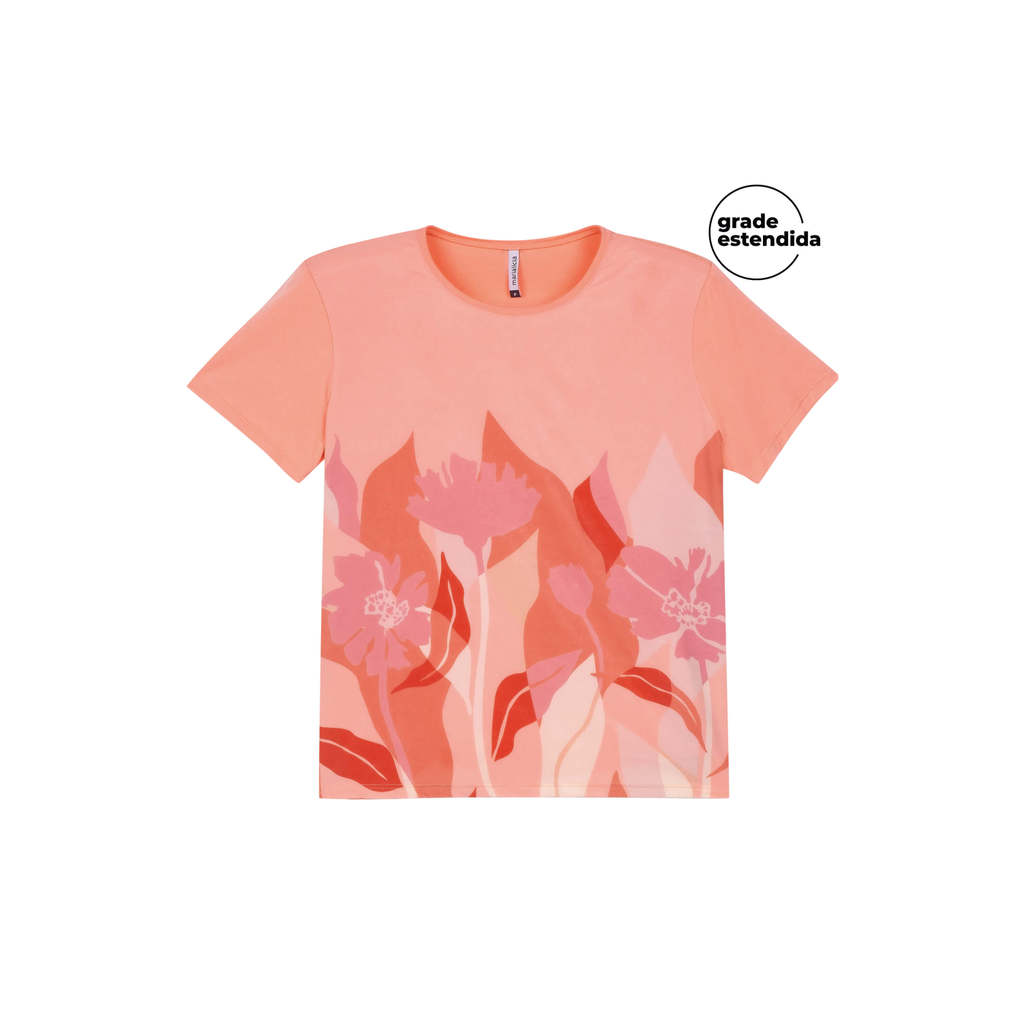 Blusa Feminina Regular Estampada Marialícia Laranja