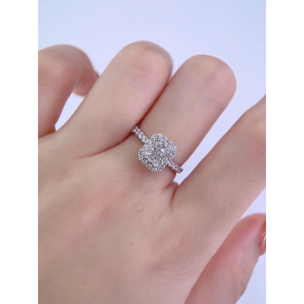 D cor um quilate Rock açúcar pequeno quadrado diamante Moissanite anel de diamante simulação diamante noivado anel de ca