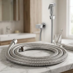 Engate Flexível Mangueira Chuveirinho Ducha Higiênica 1,20m Prateado Aço Inoxidável Agua Conexao