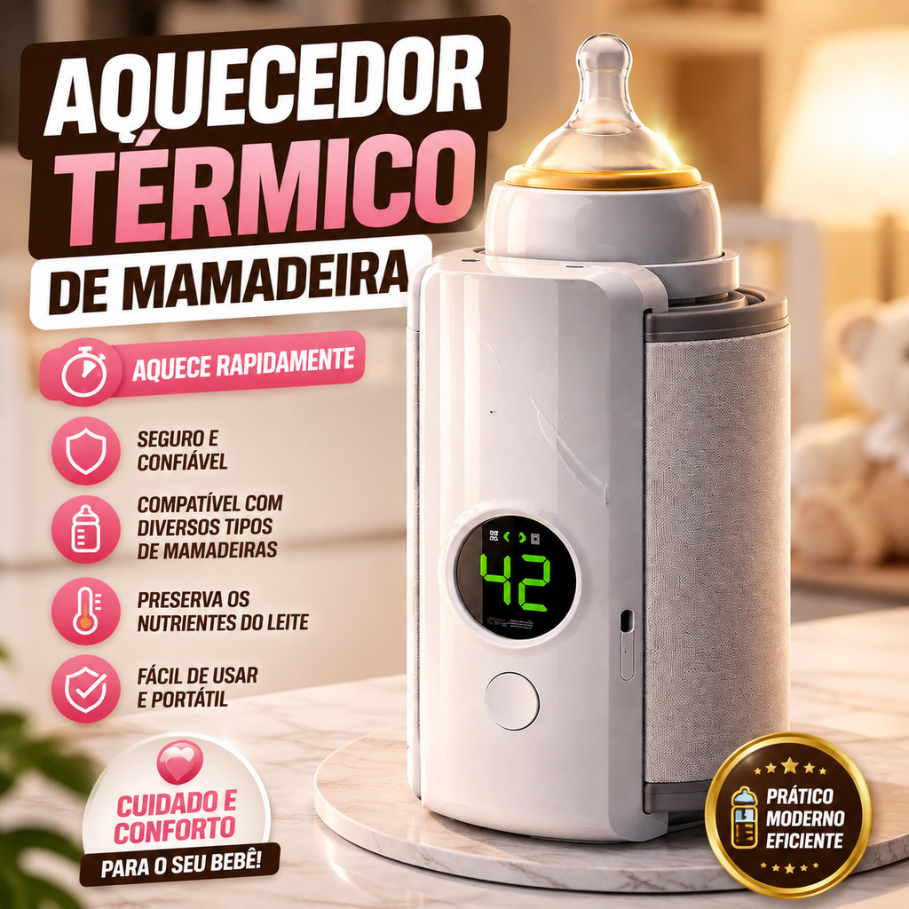 Aquecedor Térmico De Mamadeira  Ajuste De Temperatura Display LED Conservador De Calor Capa Isolante Térmica Bebê Top