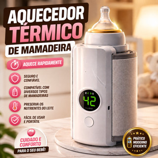 Aquecedor Térmico De Mamadeira  Ajuste De Temperatura Display LED Conservador De Calor Capa Isolante Térmica Bebê Top