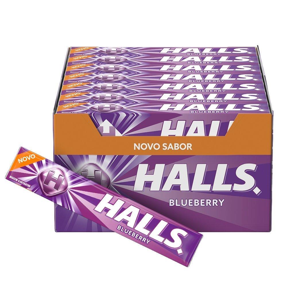 Drops Halls Blueberry 28g - Embalagem com 21 Unidades