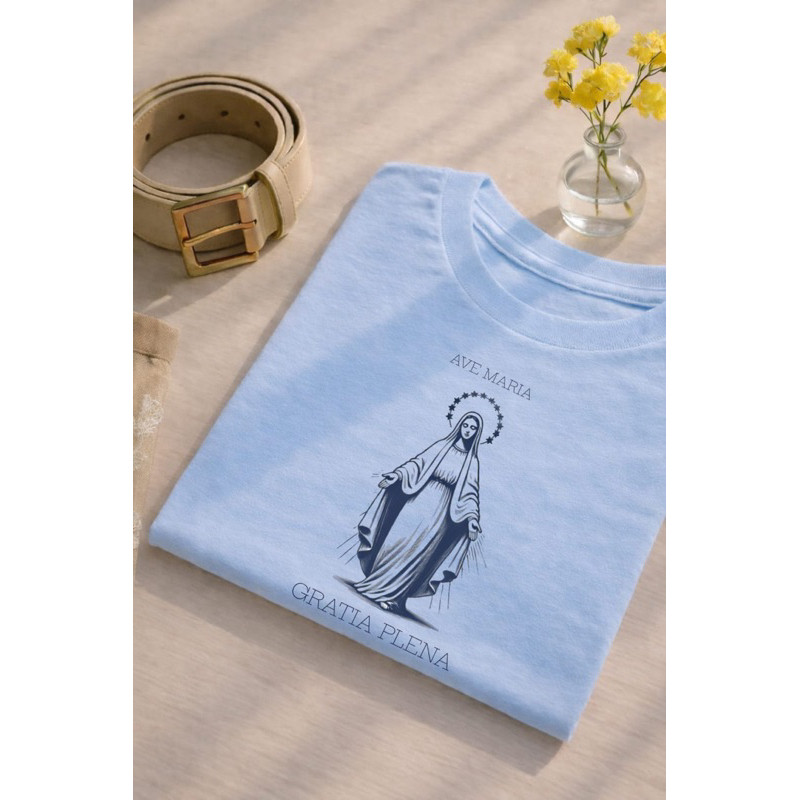 Camiseta Nossa Senhora das Graças Unissex Católica Religiosa Cristã Estampada 100% Algodão Gola Redonda T-Shirt