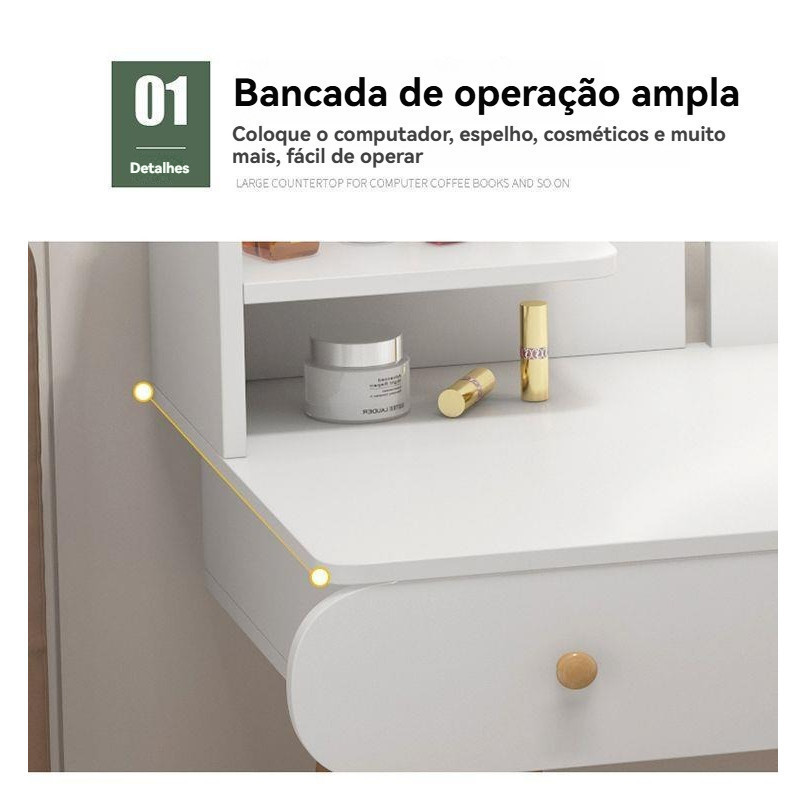 Penteadeira com Espelho Notável Móveis Com luz LED — imagem 2 de 2