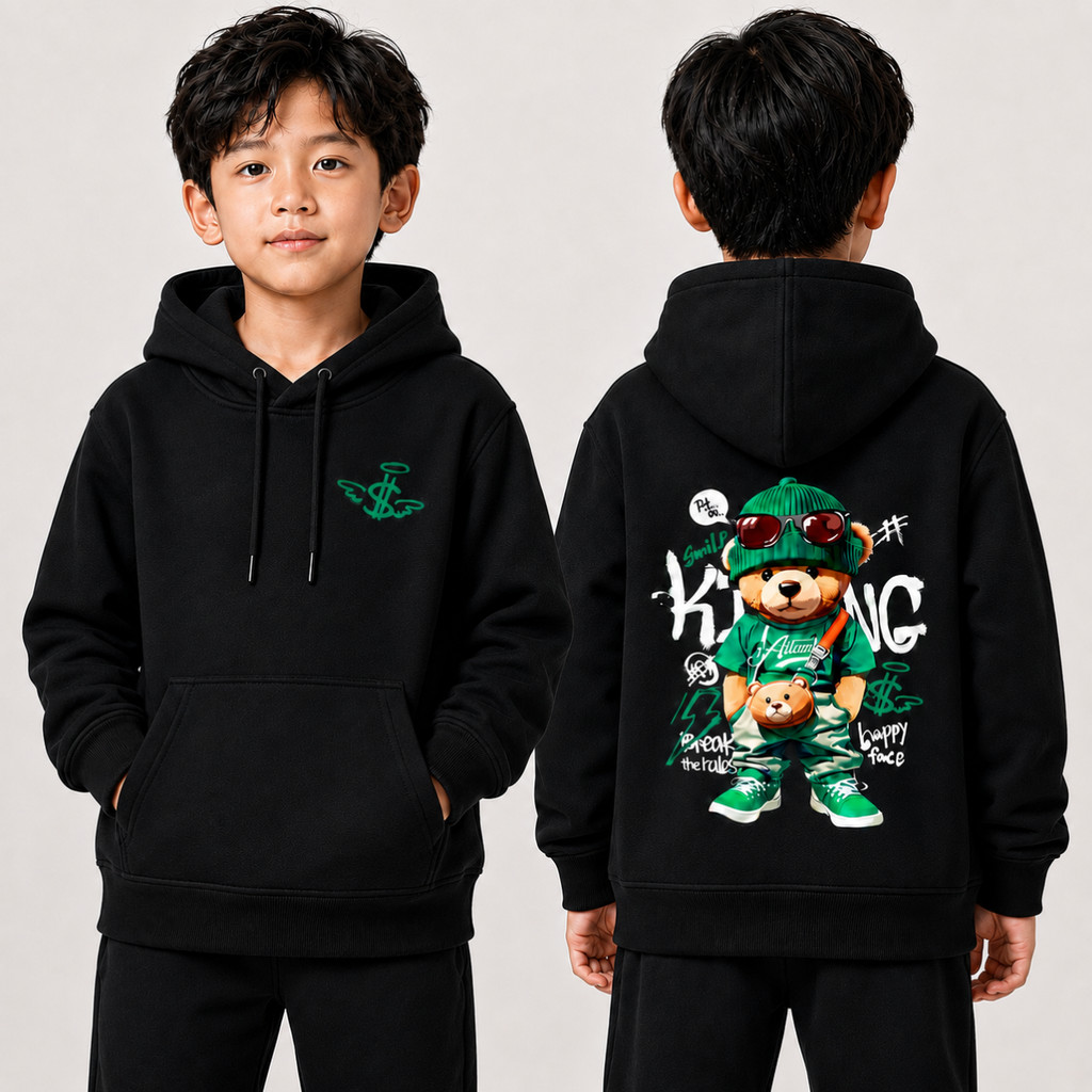 Moletom Canguru Infantil Masculino Estampado Blusa De Frio Com Capuz E Bolso Casaco Algodão