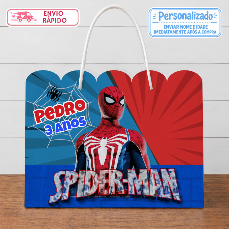 Sacolinha Homem Aranha Spider Man Personalizada Lembrancinhas Festa infantil Aniversário Sacola G