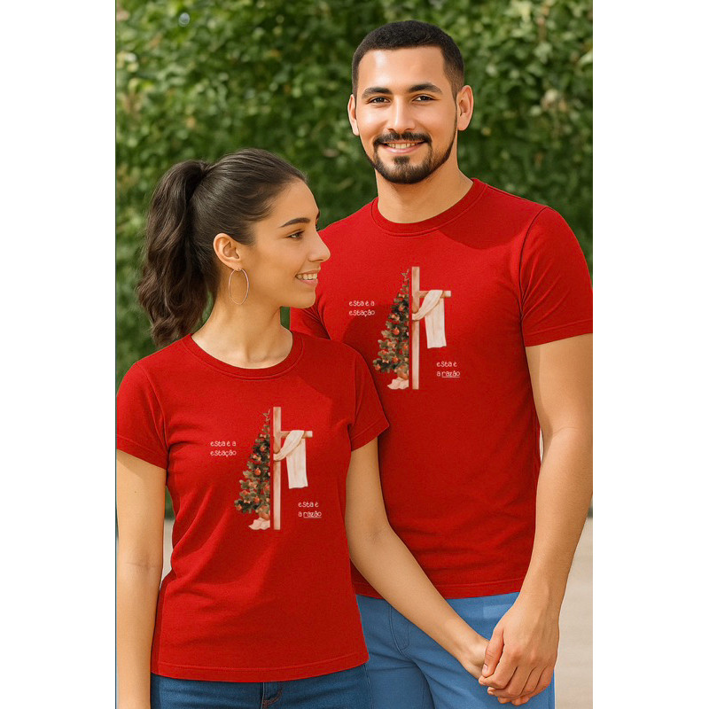 Camiseta Natalina Unissex Religiosa Cristã Católica Estampada 100% Algodão Manga Curta Gola Redonda T-Shirt Novidade