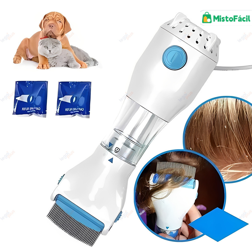 Escova Elétrica Removedora de Pelos e Pulgas 110V - Pente Físico para Cães e Gatos - Limpeza Segura