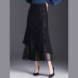 Saia De Malha Costurada Feminina Primavera E Verão Nova Rabo De Peixe Cintura Alta Casual De Comprimento Médio Longa Nxh