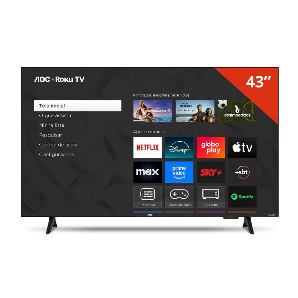 Smart TV 43 polegadas 43S5155 78G Full HD LED Wi-Fi Roku TV Dolby Audio AOC
