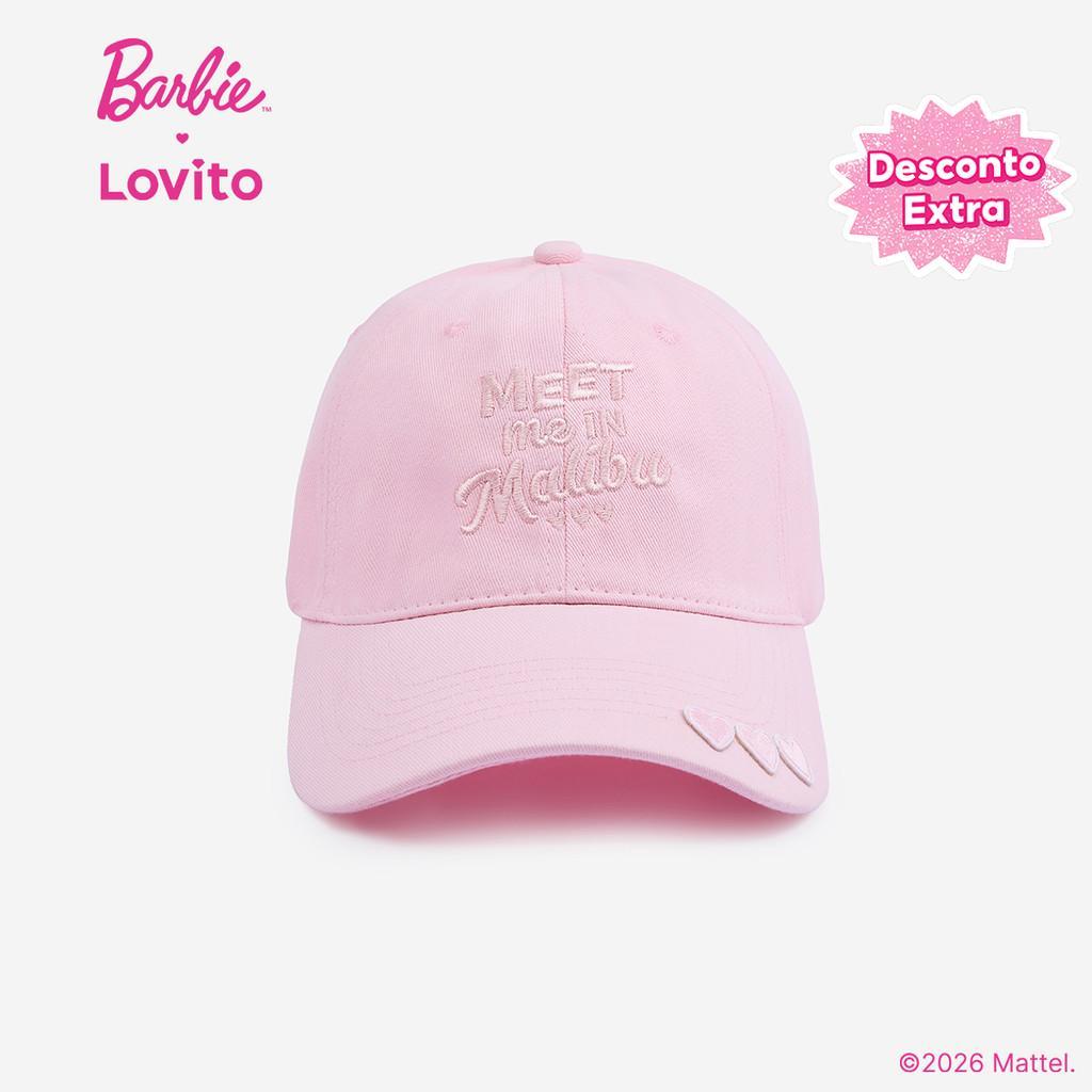 Barbie™ X Lovito Rosa Chapéu Casual Bordado Estilo Coreano Para O Verão LB1AD029