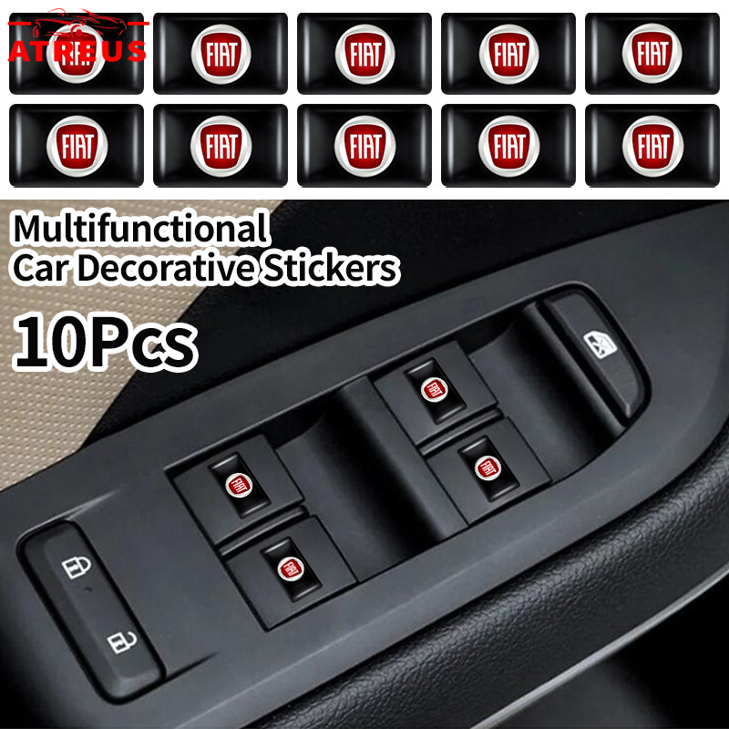 10 Pçs Fiat Adesivo Logo Carro Quadrado 3D 10x18mm Decorativo Para Fiat Argo 500 Strada Mobi Bravo Toro Uno