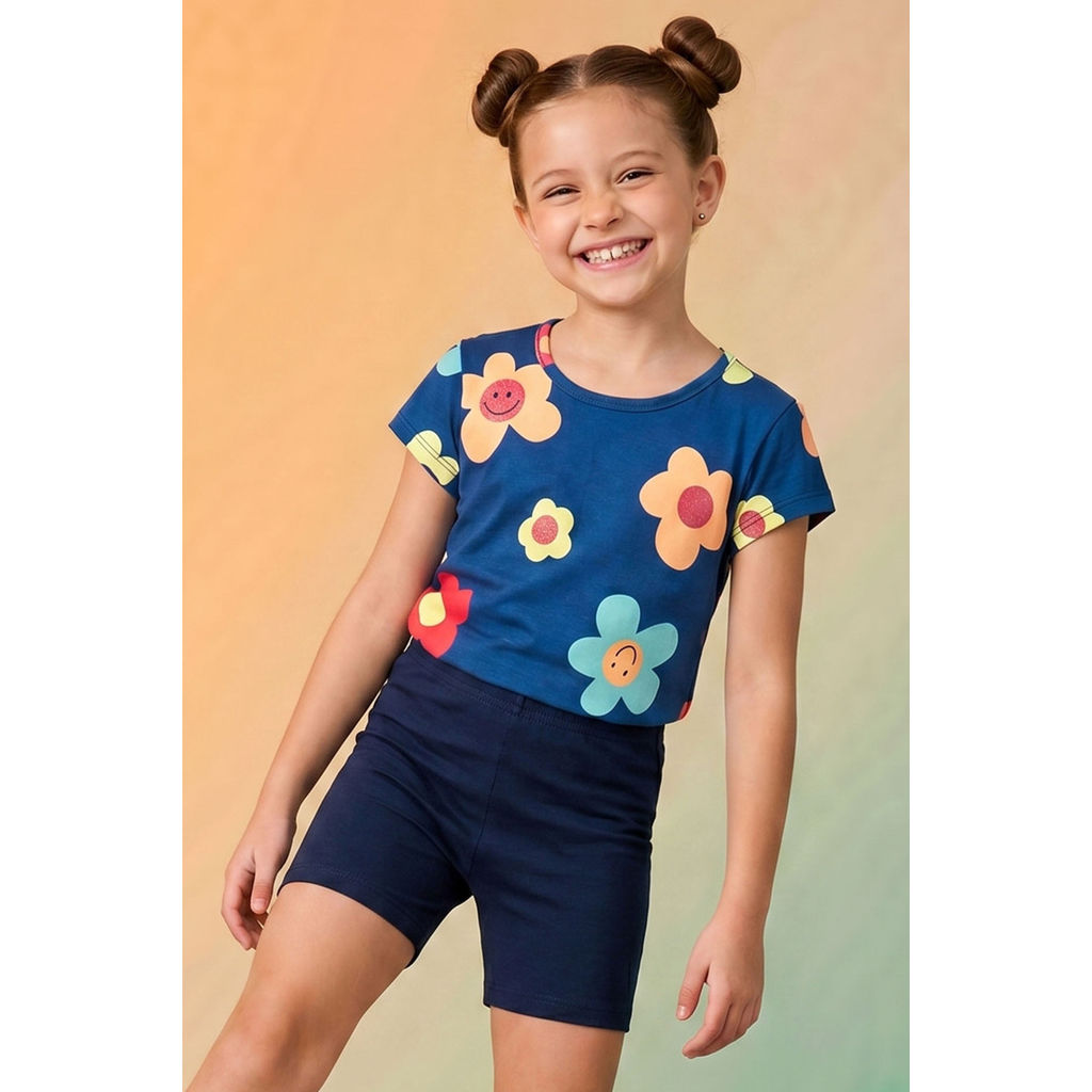 Shorts Infantil Menina Básico Elian Azul