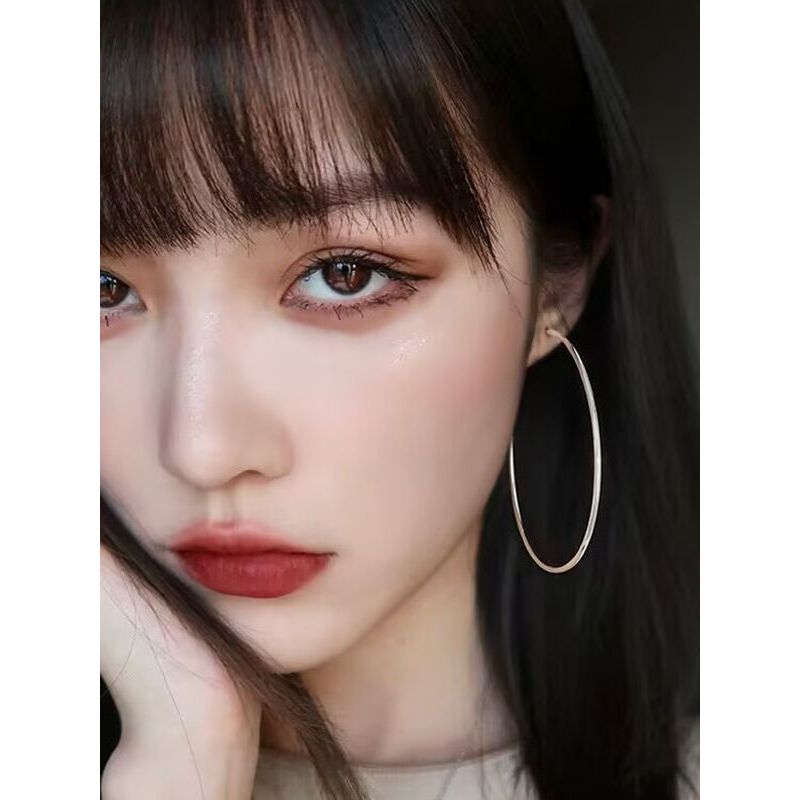 Clássico simples All-Match grandes brincos de argola japonês coreano na moda meninas sem piercing brincos sem piercing c