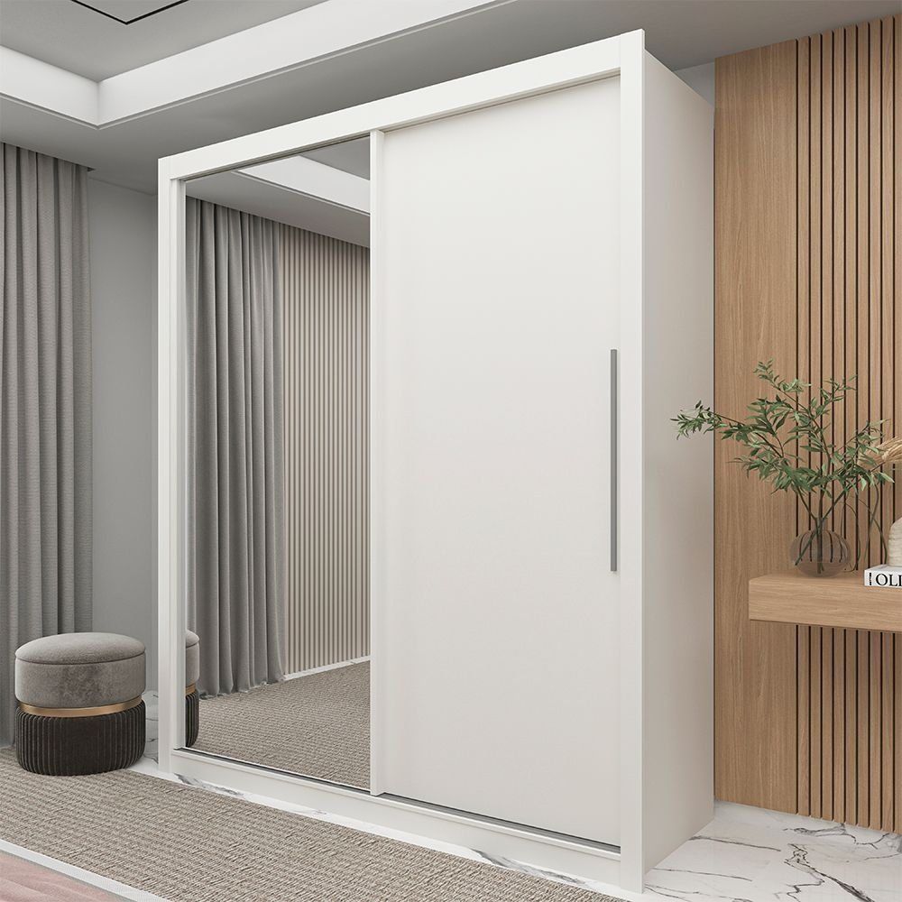 Guarda-Roupa Solteiro 2 Portas 1 Porta Espelhada Royale 100% MDF Branco Não