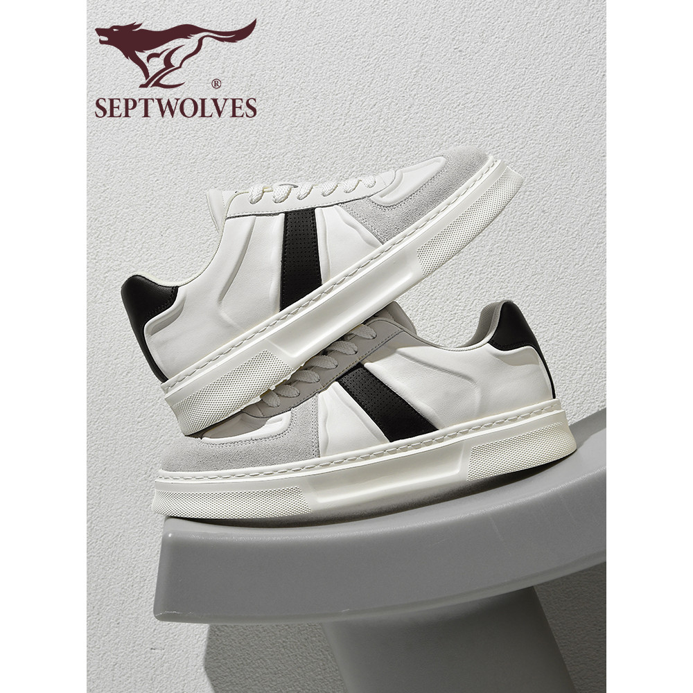 Sete lobos sapatos de couro casuais verão novo estilo na moda tênis masculinos All-Match sapatos de treinamento alemão s