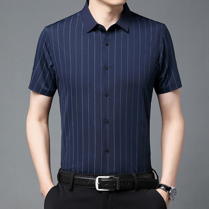 ❤Novidades❤❤ Camisa masculina de manga curta moda de negócios Anti-rugas na moda High-End Casual camisa fina roupas masc
