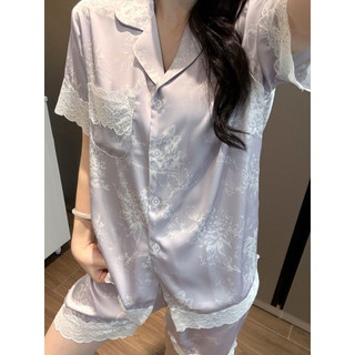 Pijamas de renda de alta qualidade femininos verão shorts de seda gelo conjunto grátis namorada namorada mãe caixa de pr