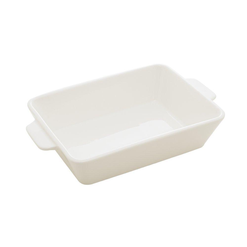 Refratário de Porcelana com Alça Basic Branco 28cm x 16.5cm x 5cm Lyor para Forno Cozinha Mesa Posta Decoração Sala Casa