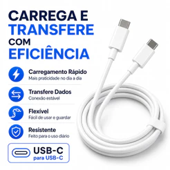 Cabo Tipo C Turbo 1M 60W Para IPhone e Android Carregamento e Dados